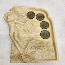 Vtg Water Nymph Tabletop Stone Carved Tealight Holder Sea Mermaid RARE Unusual picture