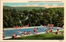 Postcard Delaware Water Gap Pennsylvania Glenwood Swimming Pool Linen P304 picture