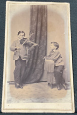 Civil War CDV card of young boys, one playing the violin. picture