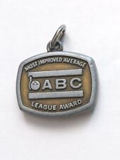 Vtg ABC Bowling League Award Brass Keychain Most Improved Average 2