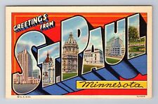St Paul MN-Minnesota, LARGE LETTER GREETINGS, Antique, Vintage c1946 Postcard picture