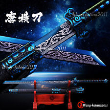 Functional Sharp Blue Ninja Sword 1095Steel Japanese Straight Ninjato Broadsword picture