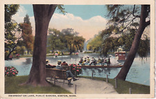 Vintage Swanboat On Lake The Public Garden Boston Massachusetts 1900s Postcard picture