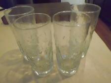 Set Of FOUR Raised Etched Heavy Cut Glass Glasses Daffodils Design  EX Condition picture