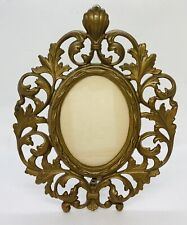Antique Victorian Era Solid Brass Picture Frame Ornate Marked 0134 Rare 25 picture