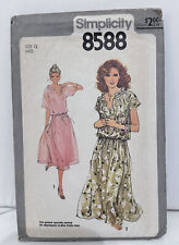 Cut Vtg 1969 Simplicity 8588 Womens High Collar Mini Dress Skirt Pattern Sz 12 picture