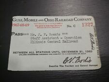 Vintage Rare 1967 - 1969 Gulf Mobile and Ohio Railroad Railway Pass picture
