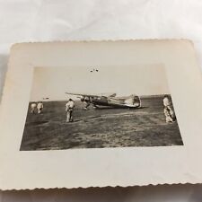 Vintage WWII Stinson Reliant Aircraft On Field Real Photograph Rare picture