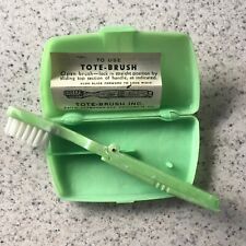 Vintage Collectible Tote-Brush Toothbrush & Case marbled green plastic USA picture