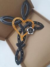 Vintage Metal Horseshoe Cross with Heart Wall Art Decor for Home Outdoor Patio picture