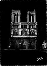 Paris Notre Dame Church RPPC Postcard Real Photo Illuminated at Night Estel picture