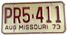 Vintage Missouri 1973 Auto License Plate PR5-411 Man Cave Pub Decor Collector picture