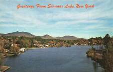 Vintage View Greetings From Saranac Lake NY Chrome P218x picture