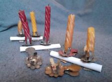 Rare Antique 8 Pc Victorian Christmas Tree Candle Clips W/Some Original Candles picture