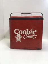 Vintage Red Eskimo Metal Ice Cooler Chest Galvanized Insides picture