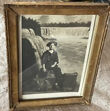 Antique Photograph Niagara Falls New York Souvenir Fake Falls Framed 1890's Girl picture