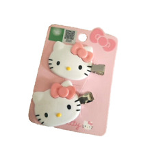JAPAN SANRIO Hello Kitty Cat Hair Bang Clip Pink White 2pcs Accessory Decoration picture