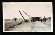 1929 WORKERS INSTALLING TELEPHONE POLES BOOM TRUCK CRANE OLD/VINTAGE PHOTO- M363 picture