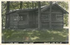 A View Of The Log Cabin, Dixie Lodge, Balsam Lake, Wisconsin WI RPPC 1949 picture