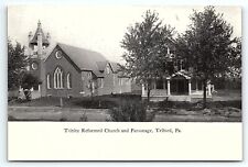c1910 TELFORD PA TRINITY REFORMED CHURCH AND PARSONAGE EARLY POSTCARD P4074 picture
