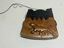 Antique African Congo Luba Tribe Hand-Carved Wooden Lizard Bag Box. picture
