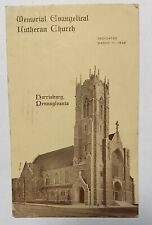 Memorial Evangelical Lutheran Church Harrisburg Pennsylvania 1928 Vtg Postcard picture