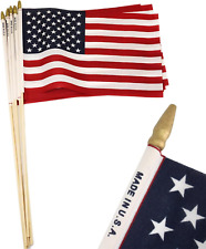 12-Pack 12X18 Inch American Flag Proudly Made in U.S.A. Handheld US Stick Flags  picture