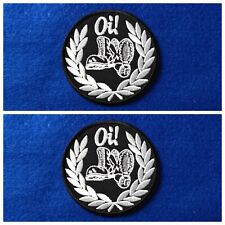 A Pair Of Oi Romper Stomper Boots Skinhead Patches Sew / Iron On Badges picture