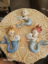 Vintage Norcrest 3 Pc Set Mermaids   5.5
