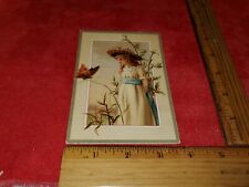 VICTORIAN TRADE CARD OF GIRL WITH BUTTERFLY  HOLMES & COUTTS  ENGLISH BISCUITS picture