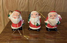 Avon Santa Trio Mini 2” Ceramic Christmas Ornaments 1980s Vintage picture