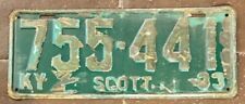 Kentucky 1933 SCOTT COUNTY License Plate # 755-441 picture