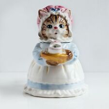VNTG Heritage Mint Cat Teapot Decorative 6.75 inches tall small chip on collar picture