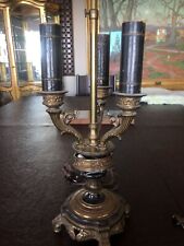 Lovely 24” Antique Rembrant 3 Light Cast Brass Lamp Base picture
