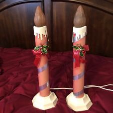 RARE PAIR PARAMOUNT VINTAGE LARGE BIG ELECTRIC CHRISTMAS CANDLES 1954 picture