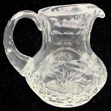 Vintage Clear Cut Crystal Pinwheel Creamer Pitcher 4”T 4.5”W picture