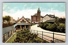 Newton MA-Massachusetts, Newton Station, Trolley Vintage c1910 Postcard picture