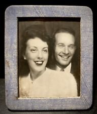 GLORIOUS BUNNY TEETH ANGORA WOMAN & LAUGHING MAN 50s PHOTOMATIC PHOTOBOOTH PHOTO picture