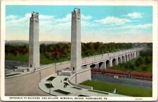 Harrisburg PA Soldiers Sailors Bridge Railroad Tracks Train Teich Postcard  picture
