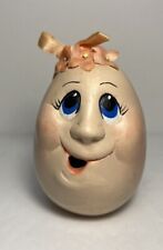 Vintage Anthropomorphic Smiling Egg Head Shelf Sitter Hand painted Pink Figure picture