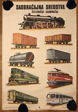 VTG SCHOOL WALL CHART POSTER DIFFERENT TYPE OF RAILROADS TRANSPORT LOCOMOTIVES picture