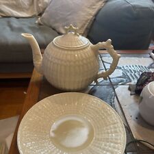 Vintage Belleek Pottery Ireland Limpet Shell Teapot  Plus One Salad Plate picture