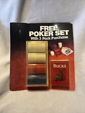 Vintage 1990 Bucks Cigarettes Poker Set Playing Cards & Chips Phillips Morris picture