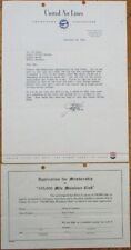 United Air Lines 1941 Letterhead, Mainliner Club Certificate, Aviation, Butte MT picture
