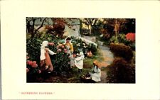 vintage postcard- Gathering flowers unposted very good condition picture