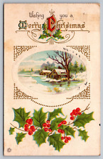 Wishing You a Merry Christmas — Antique Postcard c. 1915 (Very Rare) picture