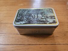 Vintage Holiday/Winter Scene Mixed Nut Tin picture