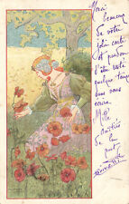 PC ARTIST SIGNED, RIQUER, ART NOUVEAU, FLOWERS, Vintage Postcard (b52164) picture