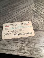 Original 1912 Michigan Central Railroad Season Pass- Fair picture