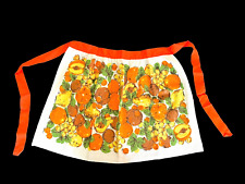 Vtg 70s Half Apron Orange Terry Cloth Fruit Oranges Pear Leaves NEW NOS Made USA picture